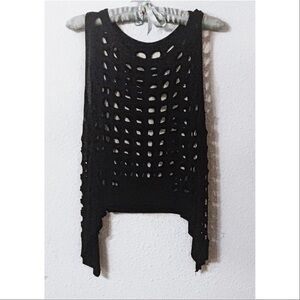 Distressed asymmetrical sided tank top